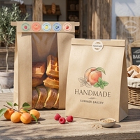 Sacs à pain en papier kraft avec fenêtre et étiquettes métalliques personnalisées pour le pain, les produits de boulangerie et les pains au levain