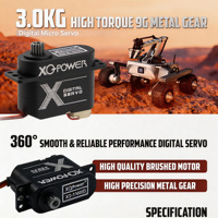 XQ POWER S1009D15 7.7g 360 3KG Servomoteur numérique PWM sans noyau 6V-7.4V avec boîtier entièrement en aluminium et engrenages métalliques pour avion RC