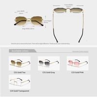HBK 2023-Lunettes de soleil rétro vintage à monture métallique sans monture pour femmes, lunettes de soleil de voyage pour l'extérieur