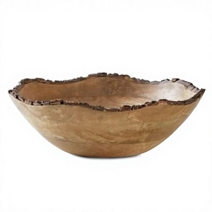 Bol à salade en bois de manguier écologique en gros avec écorce, bol à salade en bois, bol en écorce, bol rond en bois, bol à salade - Product Image 1