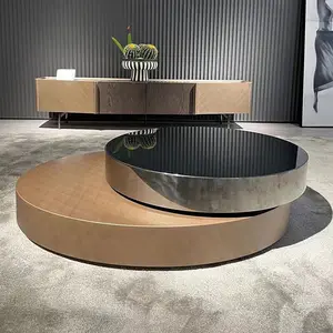 YuanChang Modern Style Silver Coffee Table Stainless Steel Multipurpose Coffee Table Gold And Glass