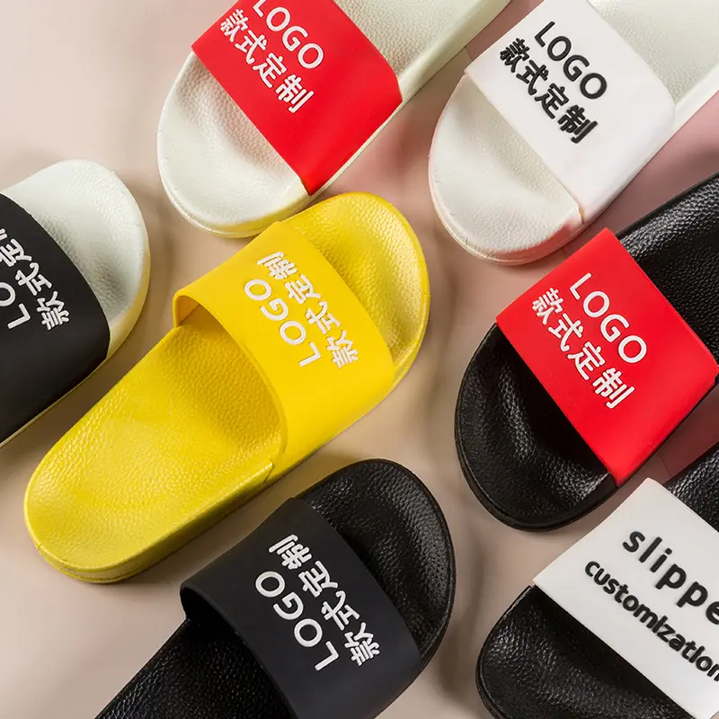 Summer Cheap Unisex PVC House Footwear Sandals Customize Shoes Logo Men Custom Slippers Slides