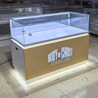 Comptoir d'Exposition Personnalisé en Métal à Éclairage LED pour Produits Électroniques, Présentoir de Téléphone Mobile, Vitrine en Verre au Design Exclusif