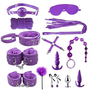 Jouets sexuels pour adultes BDSM, kit de bondage 14 pièces, ensemble de restraints SM pour couples débutants, exploration sensorielle, matériau PU, multicolores - Product Image 3