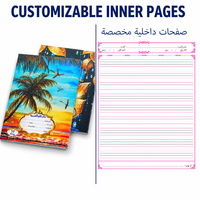 Cahier d'exercices scolaire personnalisé avec couverture arabe agrafée, fabricant de cahiers d'écriture pour étudiants avec couverture personnalisée