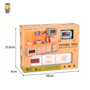Ensemble de jeu de cuisine intelligent pour enfants en paille de blé et PP, comprenant cuisinière, four, micro-ondes, casseroles, poêles, cuiseur à riz et aliments - Product Image 6