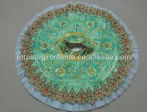 Tutu de Ballet de Style arabe vert pour femmes professionnelles Costumes de <span class=keywords><strong>danse</strong></span> du ventre <span class=keywords><strong>classique</strong></span> jupe fendue vêtements de Performance pour ballerines - Product Image 5