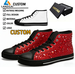 Chaussures vulcanisées à lacets légères avec impression de logo personnalisé, baskets en toile OEM/ODM pour hommes et femmes, chaussures de marche en toile - Product Image 1