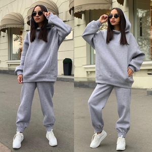 Womens cộng với kích thước Zip Up quá khổ cổ điển Hoodies - Product Image 2