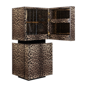 Vitrina de madera funcional de diseño de marca de lujo moderna de gama alta, Unidad de barra con estampado de leopardo para sala de estar - Product Image 1