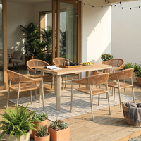 Ensemble de salle à manger extérieur moderne en aluminium Meiqi, imperméable, écologique, durable, anti-corrosion, chaises et table pour hôtel, jardin, cour