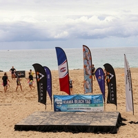 Drapeau de plage personnalisé pour la publicité extérieure, bannière Swooper avec mât et base