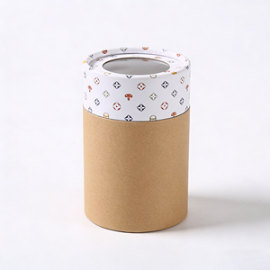 Eco Friendly Kraft Paper Tube with Window Cardboard Paper <b>Round</b> Packaging Tube clear PVC Window Paper Can - Product Image 5