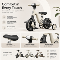 Appy Baby 3 en 1 Vélo d'équilibre pour enfants, cadre en acier, pneus gonflables, selle en cuir, jouet à roulettes pour tout-petits de 1 à 5 ans