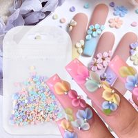 Décorations florales pour ongles en pétales de fleurs acryliques colorés avec perles de caviar, perles plates et strass