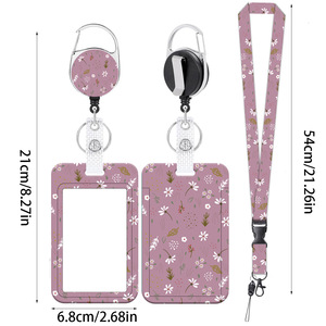 In stock: retractable scroll, cute black cat flower easy-pull buckle card <b>holder</b>, detachable lanyard, <b>ID</b> card buckle set. - Product Image 2