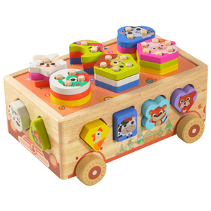 Boîte de jouets en bois Montessori, paradis des animaux intelligents, éducation automobile, jouets éducatifs sensoriels STEM pour les tout-petits - Product Image 1