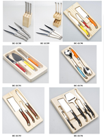 Vente en gros d'usine, couteaux à steak Laguiole en acier inoxydable à bord dentelé, couteau à vaisselle avec manche en ABS