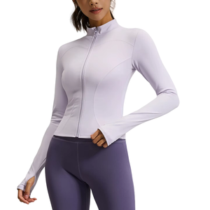 F75 Vente chaude Vêtement de sport à manches longues Respirant Confortable Haute qualité Vêtement de sport de fitness Fermeture éclair avant Veste de yoga - Product Image 1