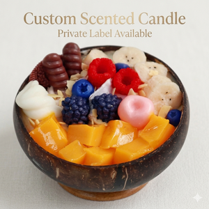 Vela de Smoothie em Tigela de Coco Personalizada, Vela de Cera de Soja para Sobremesas com Marca Própria para Atacado, Decoração Estética Tropical para Casa - Product Image 1