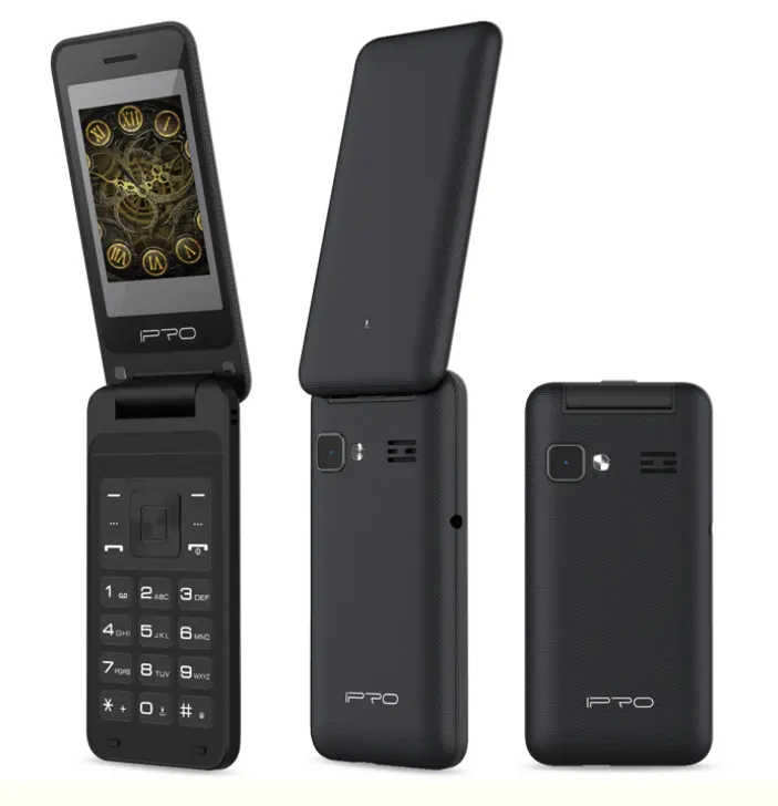 Hot selling 2.4" dual sim 3G flip phone big button, folding keypad mobile phone with FM BT