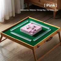 Kit de Mahjong en Mélamine Populaire et Durable, Équipé d'une Table Pliante en Bois Massif pour Jeu de Loisirs en Extérieur et en Voyage