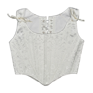 Women's Elegant Floral Lace up <b>Corset</b> Push-Up Bandage Wrap Bra with Shoulder Knot Firm Control Breathable Design - Product Image 2