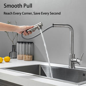 SUS 304 Pull-Down Kitchen Faucet with 360 Swivel <b>Spray</b> High-Arc Spout and Water-Efficient Stream for Modern Sinks - Product Image 5