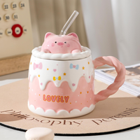Nouvelle Tasse en Céramique 450ml Série Animaux de Dessin Animé 2026 avec Couvercle, Écologique, Compatible Lave-Vaisselle et Micro-ondes, Certifiée CE, Réutilisable et Personnalisable