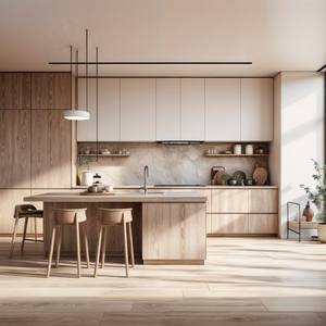 Estilo costero australiano personalizado completo HDF laca acabado termoplano revestimiento cocina armario despensa incluye fregadero MDF - Product Image 6