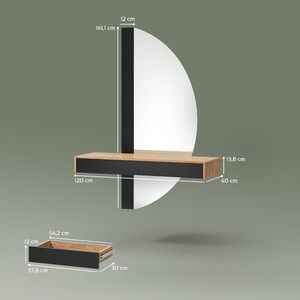 Toeletta da camera Combohome <span class=keywords><strong>Melisa</strong></span> in stile giapponese, nera, 120 cm, 2 cassetti, altezza regolabile, pannello in MDF, resistente ed ecologica - Product Image 5