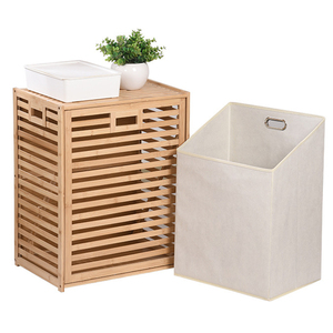 Cesto de Ropa Sucia Multifuncional de Bambú con Bolsa de Tela Desmontable, Organizador de Ropa Sucia para Baño - Product Image 3