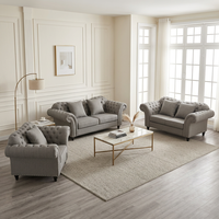 Ensemble de canapés Chesterfield en cuir postmoderne capitonné (2+3 places) – Luxe moderne pour salon de villa/maison