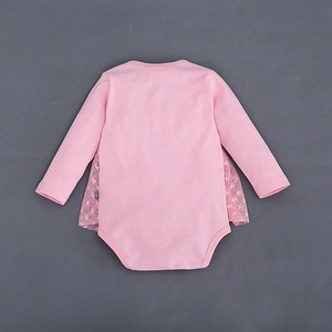 Tienda en Línea, Venta al por Mayor en China, Mono de Encaje de Manga Larga para Bebé Niña, Color Sólido Blanco y Rosa - Product Image 5