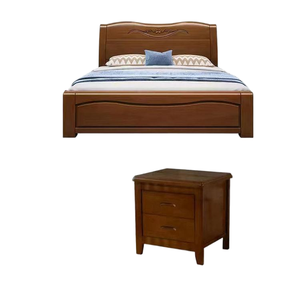 Современная кровать из массива сосны, не складная, размеры 1.2м/1.5м/1.8м, отделка под орех, для главной спальни - Product Image 2