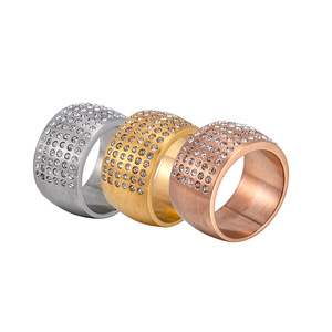 <b>Titanium</b> Steel <b>Ring</b> Wide Band Micro Insert Diamond Men's Jewelry Everyday Wear Geometric Style Hip Hop Punk European American - Product Image 5