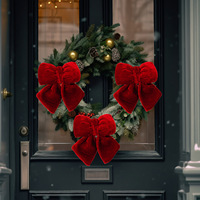 Vente en gros de nœuds en velours de haute qualité, personnalisés, de grande taille, rouge bordeaux, pour décorations de mariage, d'arbre de Noël, à suspendre, décoration de la maison