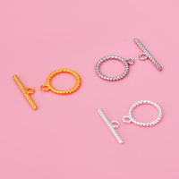 Fermoir OT torsadé en argent sterling S925 massif plaqué or 10 mm pour la fabrication de bijoux DIY (bracelets, colliers, perles)
