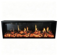 Cheminée électrique moderne 1500W à 3 faces avec flammes RGB pour maison et hôtel, fonctionnement en anglais, décoration de salon