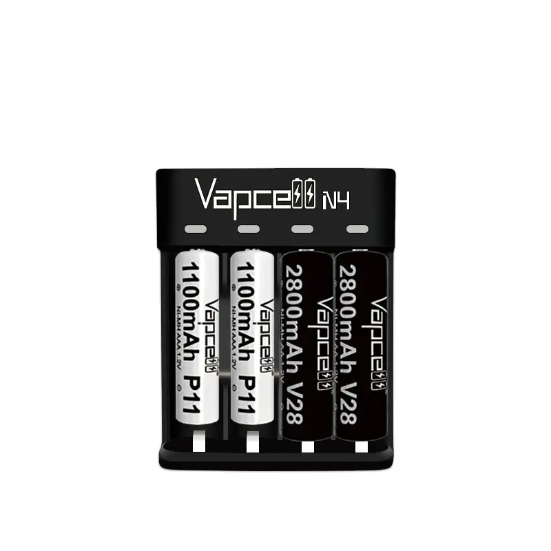 Yeni sürüm hızlı şarj cihazı Vapcell N4 akıllı USB şarj aleti için 4 yuvaları 1.2v NI-MH/ NI-CD AA/AAA lityum iyon şarj edilebilir piller