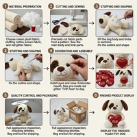 Peluche chien personnalisée en usine, jouet doux surprise, peluches chien cœur d'amour, animaux en peluche mignons rembourrés pour la décoration et les cadeaux