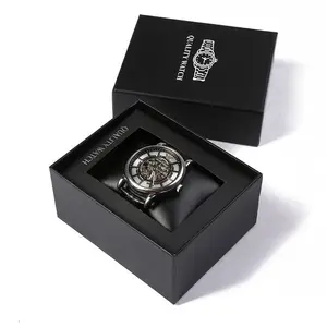 Boîte de montre en carton noir de luxe personnalisée prête à expédier boîte-cadeau de montre d'impression boîte de montre en papier d'emballage