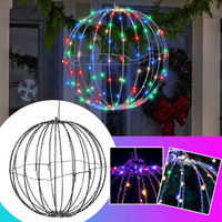 Guirlandes lumineuses sphériques de Noël pour l'intérieur et l'extérieur, IP44, pliables, 10 cm, 20 cm, 30 cm, 40 cm, 50 cm, boules décoratives suspendues avec structure en fer
