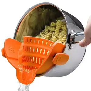 Escurridor de ollas de plástico de mano, colador de verduras de fideos para  pasta con asa, se adapta a macetas de hasta 9 pulgadas, color verde