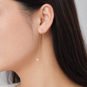 ต่างหูแบบเส้นโซ่ยาวประดับเพทาย สแตนเลสสตีล ชุบทอง 14K แบบสุญญากาศ ขนาด 80 × 10 มม. - Product Image 5