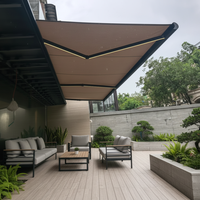 Auvent de balcon rétractable manuel de qualité supérieure, imperméable, en aluminium, pour terrasse extérieure, auvent de pluie, boîte complète
