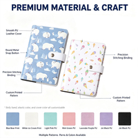 Carnet de notes épais pour étudiant, avec motif ours polaire de dessin animé mignon et crème glacée, couverture en cuir et poignée à bouton, idéal pour l'école et les filles.