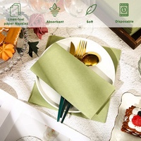 Servilletas de Papel Airlaid Verdes para Cena, 40x40cm, Plegables, Antipolvo, Desechables, para Fiestas y Banquetes