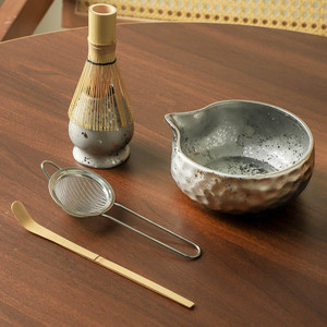 Juego de Matcha Zen Asiático de 4 Piezas al por Mayor: Batidor de Bambú, Cuchara de Té, Tazón de Cerámica con Boquilla y Soporte <span class=keywords><strong>para</strong></span> Chasen <span class=keywords><strong>para</strong></span> Uso en Cocina - Product Image 4
