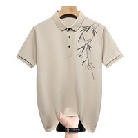 Chemise d'été pour homme en maille à manches courtes, anti-boulochage, camouflage, imprimé en trois dimensions, décontractée, tendance, style chinois, en soie glacée
